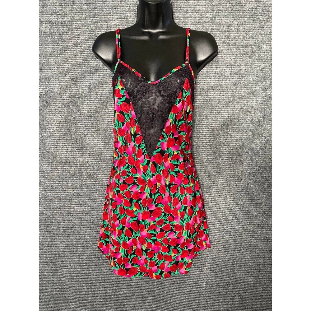 Vintage Victorias Secret Slip Dress Gold Label Mini Chimese Size S Floral Satin